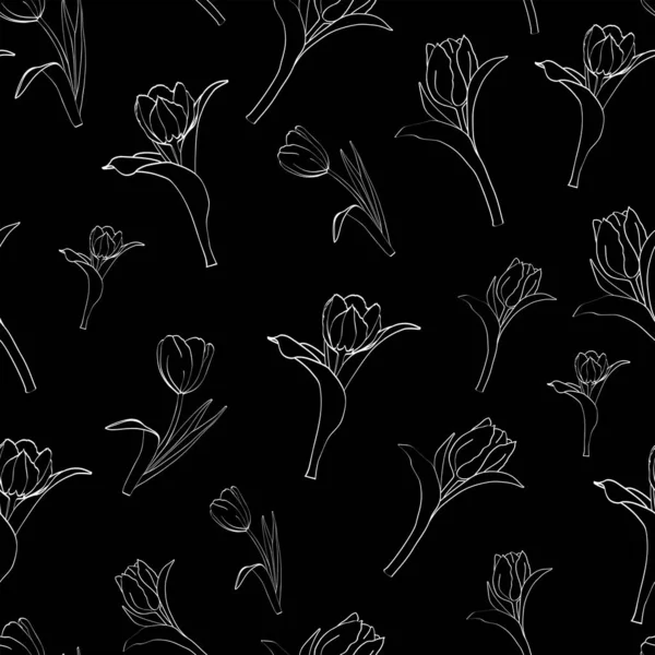 Patrón Tulipanes Sin Costuras Sobre Fondo Blanco Ideal Para Envolver — Vector de stock