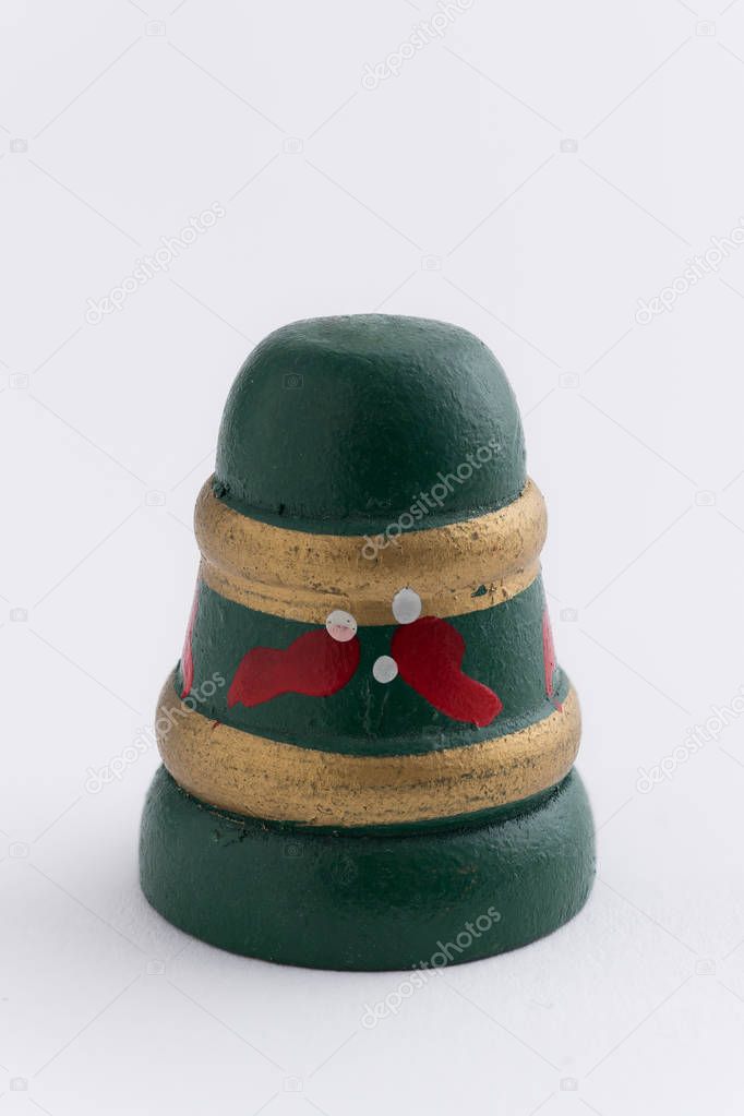 Vintage christmas bell over white background