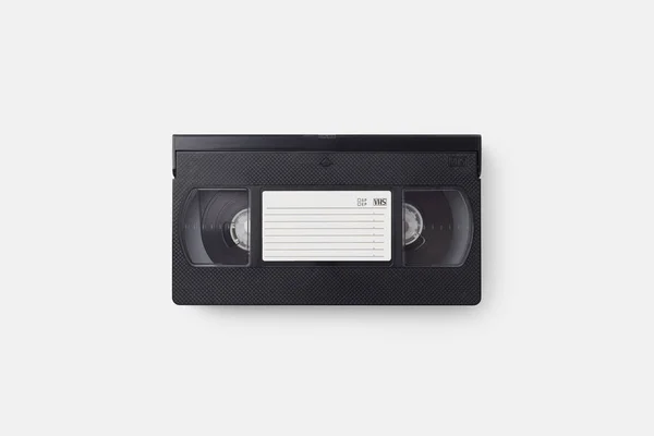 Cassette VHS sur fond blanc, vue de dessus — Photo