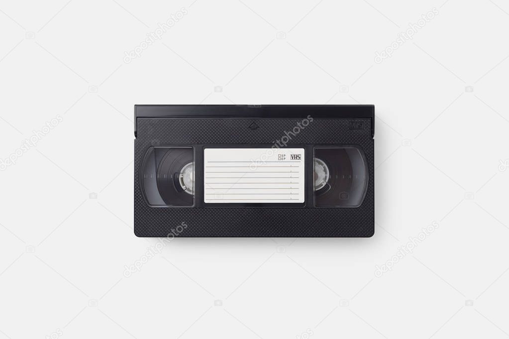 VHS Cassette over white background, top view