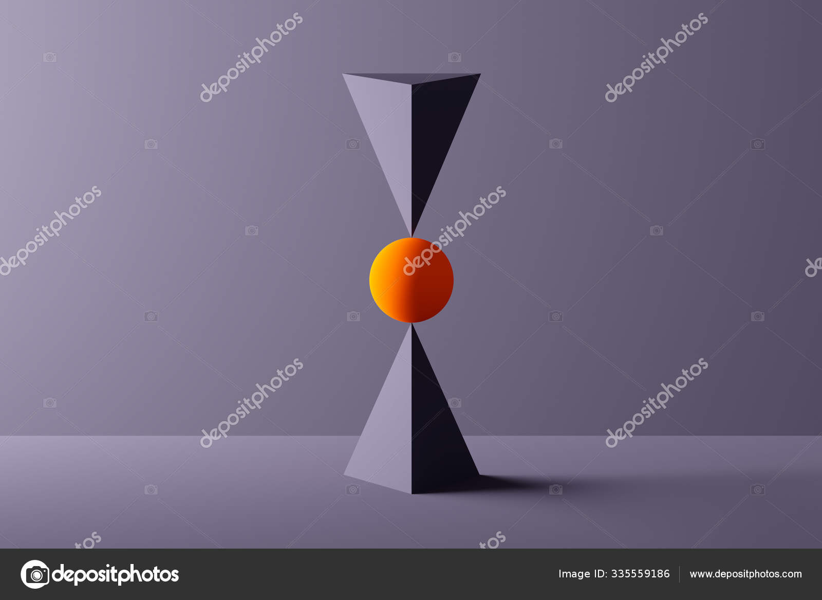 Geometric shapes in perfect balance - 3D Rendering Stock Photo by