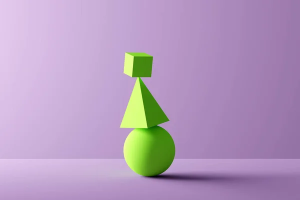 Geometric shapes in perfect balance - 3D Rendering — 스톡 사진