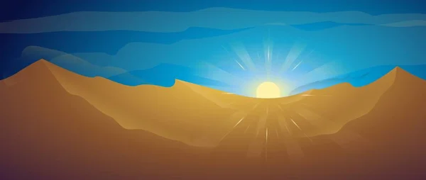 Deserto nascer do sol por do sol — Vetor de Stock