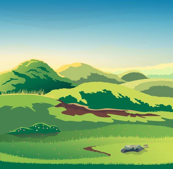 Paysage prairie de montagne — Image vectorielle