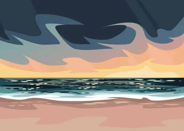 Strand Natur Sonnenuntergang, Sommerurlaub — Stockvektor