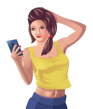 İzole kız telefon teknoloji mesajı 