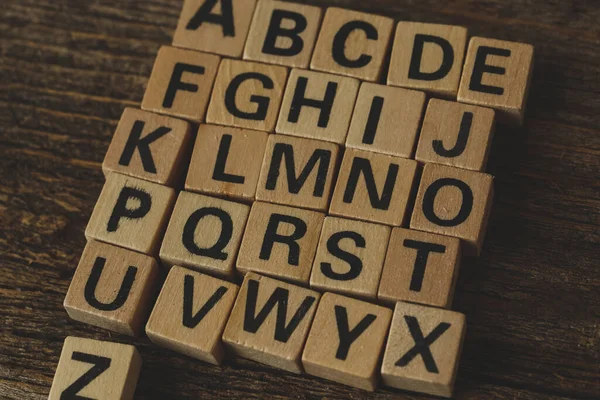 Words Toy Bricks Table — Stock Photo, Image