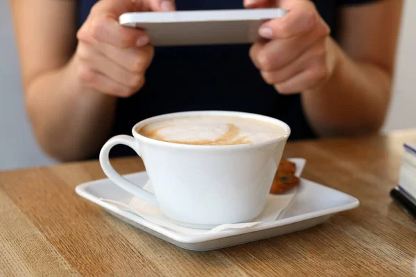 Cafe Girl Coffee Cup — Stock Photo, Image