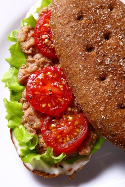 Taze sanswich, ton balığı ve sebzeli.