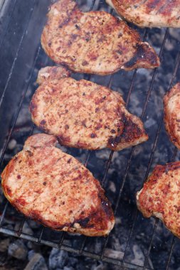 Yiyecekler. Bahçede kızarmış barbekü.