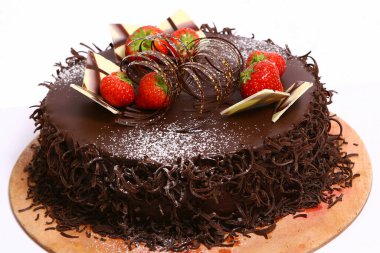 Çikolatalı meyveli kek yakın plan yemek geçmişi.