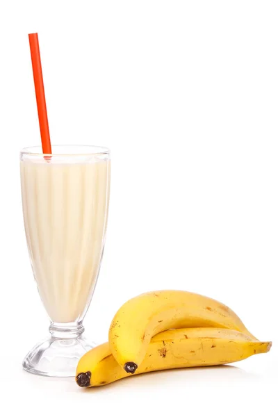 Юммі Банановий Молочний Коктейль Білому Тлі — стокове фото