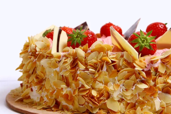 Postre Pastel Frutas Primer Plano Alimentos Fondo — Foto de Stock