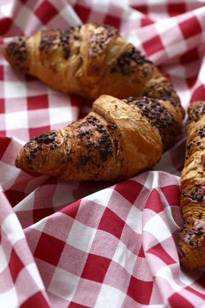Comida Delicioso Croissant Mesa — Fotografia de Stock