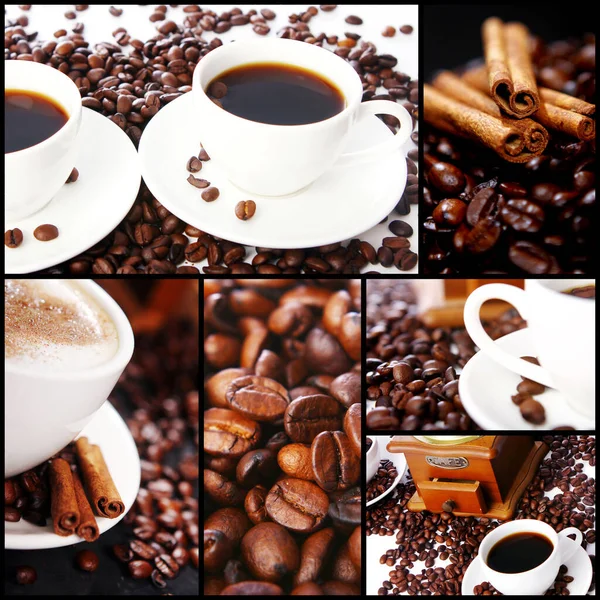 Collage Diferentes Fotos Con Café — Foto de Stock