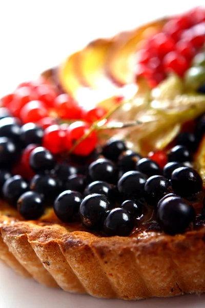 Torta Con Ribes Agrumi Isolata Fondo Bianco — Foto Stock