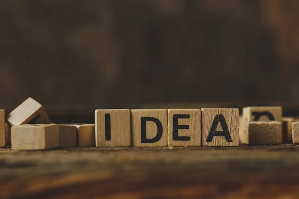 Words Idea Toy Bricks Table — Stock Photo, Image