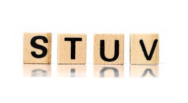 Kelimeler. Beyaz arkaplanda oyuncak tuğlalar