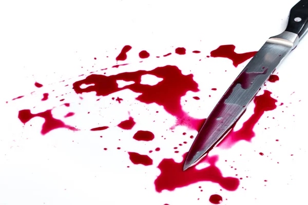 Asesinato Cuchillo Charco Sangre — Foto de Stock