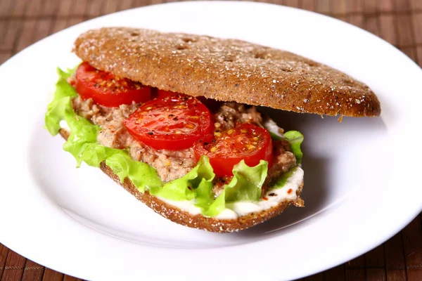 Ein Frisches Sanswich Mit Thunfisch Und Gemüse — Stockfoto