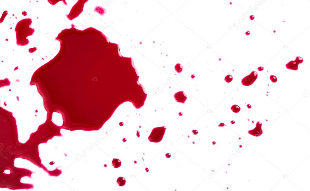 Murder. Red blood on white background