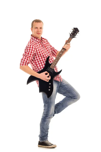 Young Calm Musician Electric Guitar — Stock Photo, Image