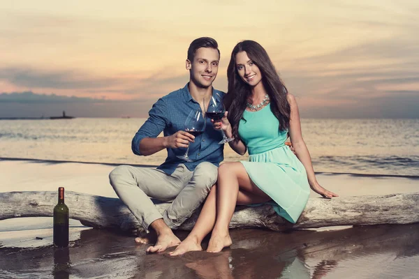 Zomer Zee Schattig Mooi Stel Het Strand — Stockfoto