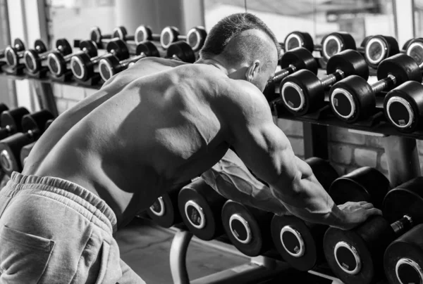 Fitness Musculación Hombre Poderoso Durante Entrenamiento — Foto de Stock