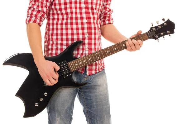 Musique Gros Plan Musicien Avec Guitare Électro — Photo