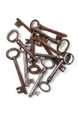 Eski model. Beyaz arka planda eski, rustik tuşlar