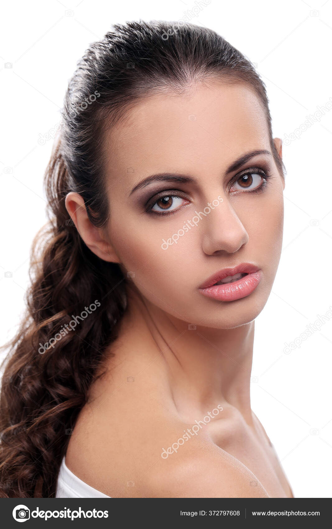 Cute Attractive Girl White Background Stock Photo by ©racool_studio