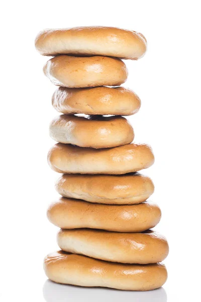 Bakkerij Heerlijke Bagels Witte Achtergrond — Stockfoto