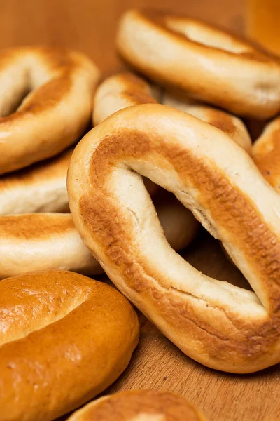 Bakkerij Heerlijke Bagels Een Tafel — Stockfoto