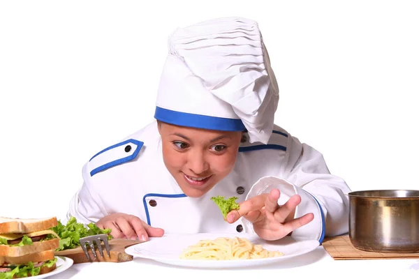 Bella Donna Immagini Chef — Foto Stock