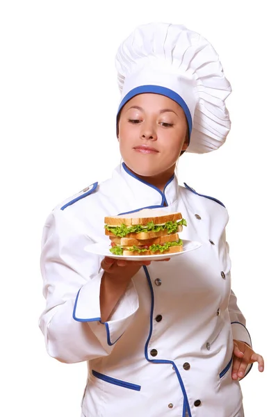 Funny Chef Woman White — Stock Photo, Image