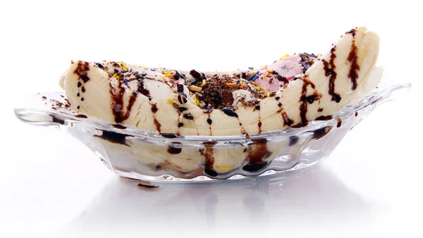 Морозиво Десерт Бананом Білому Тлі — стокове фото