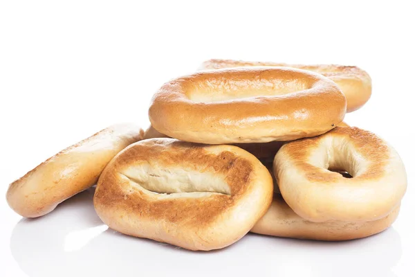 Bäckerei Leckere Bagels Auf Weißem Hintergrund — Stockfoto