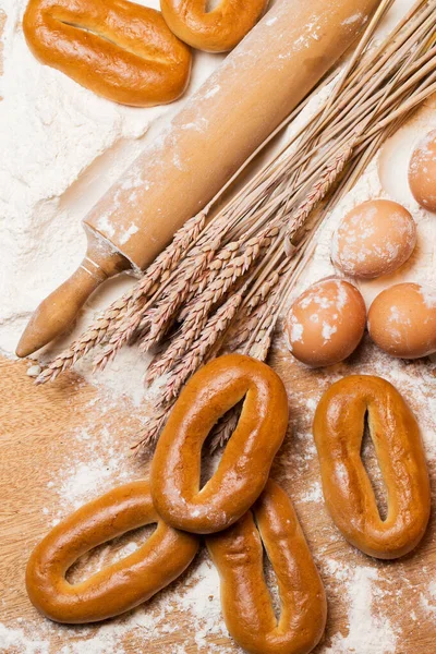 Bakkerij Vers Brood Eieren Bagels — Stockfoto