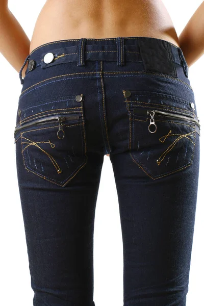 Bellissimo Corpo Femminile Con Jeans Alla Moda — Foto Stock