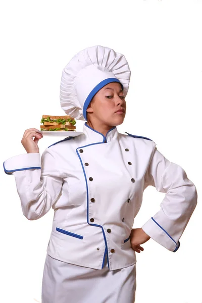 Bella Donna Immagini Chef — Foto Stock