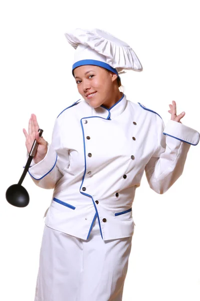 Youg Hermoso Chef Con Sonrisa —  Fotos de Stock