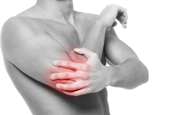 Guy Has Pain Elbow — Stock Photo, Image