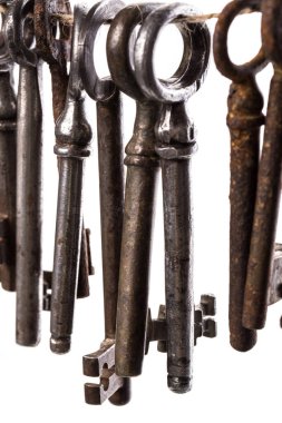 Eski model. Beyaz arka planda eski, rustik tuşlar