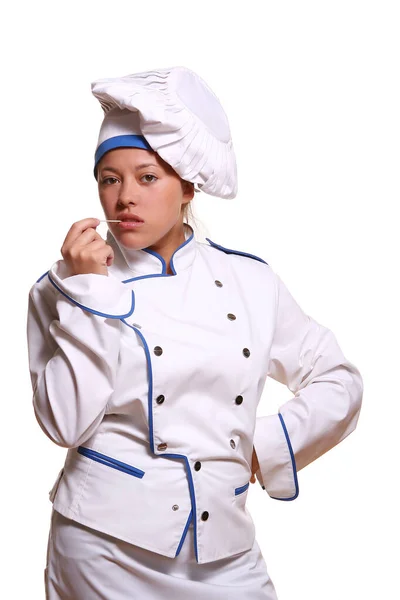 Mulher Bonita Imagens Chef — Fotografia de Stock