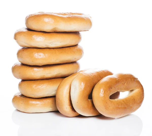 Bäckerei Leckere Bagels Auf Weißem Hintergrund — Stockfoto