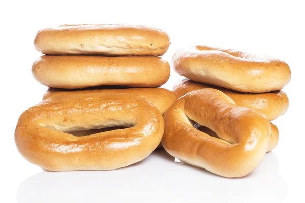 Bakkerij Heerlijke Bagels Witte Achtergrond — Stockfoto