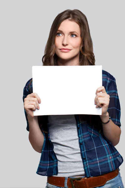 Beautiful Woman White Billboard — Stock Photo, Image