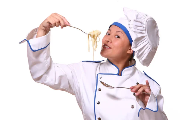 Bella Donna Immagini Chef — Foto Stock