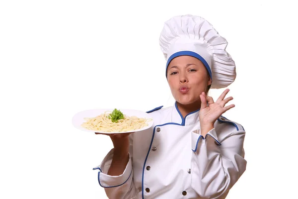 Mulher Bonita Imagens Chef — Fotografia de Stock