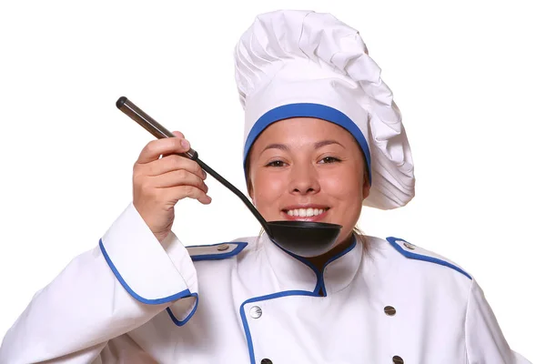 Mooie Vrouw Chef Kok Beelden — Stockfoto